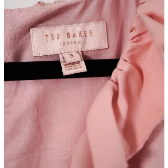 Ted Baker Dress Womens 3 Medium Pink Ruffled Prom Party Wedding Guest Occasion - Picture 3 of 11